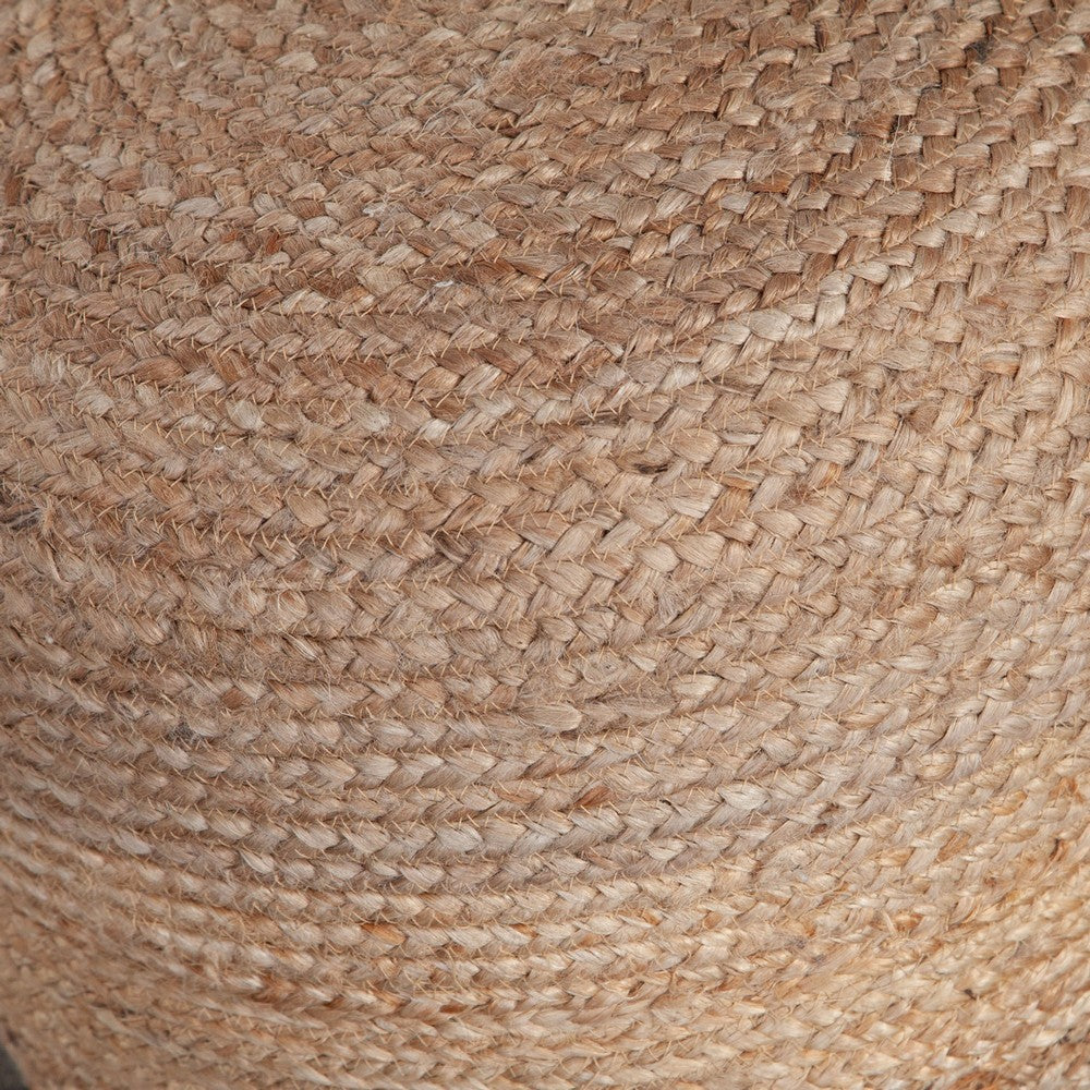 Poby Round Ottoman Pouf | 19’’ Natural Brown Jute Fiber BM338674