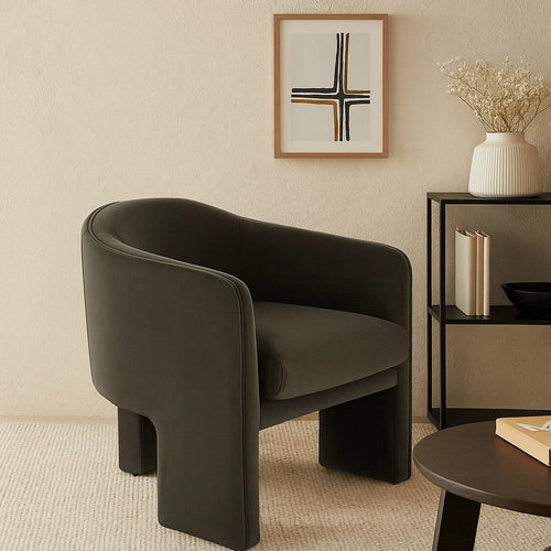 Lery Accent Chair | Green Winter Moss Performance Velvet | Curved Design