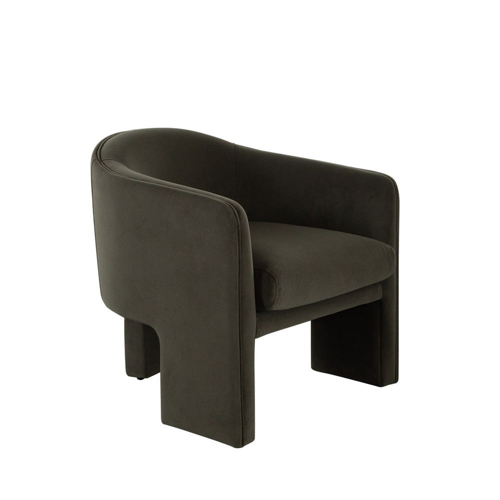 Lery Accent Chair | Green Winter Moss Performance Velvet | Curved Design