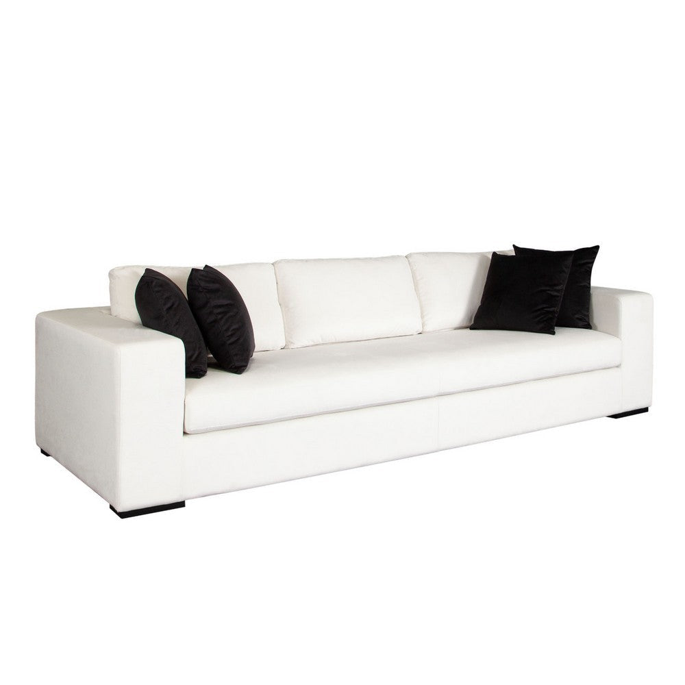 Lipi Modern Sofa | Mist White Fabric w Track Arms | 110’’ | 4 Accent Pillows BM338676