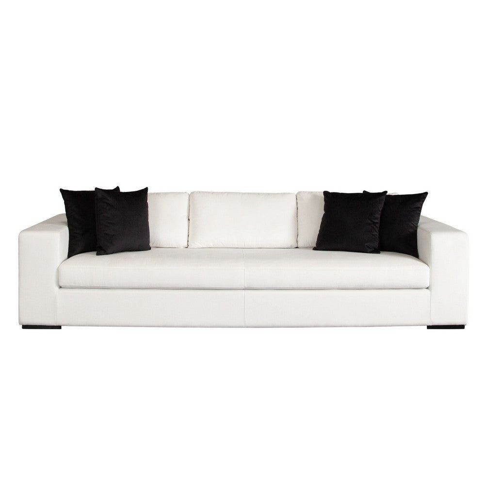 Lipi Modern Sofa | Mist White Fabric w Track Arms | 110’’ | 4 Accent Pillows BM338676