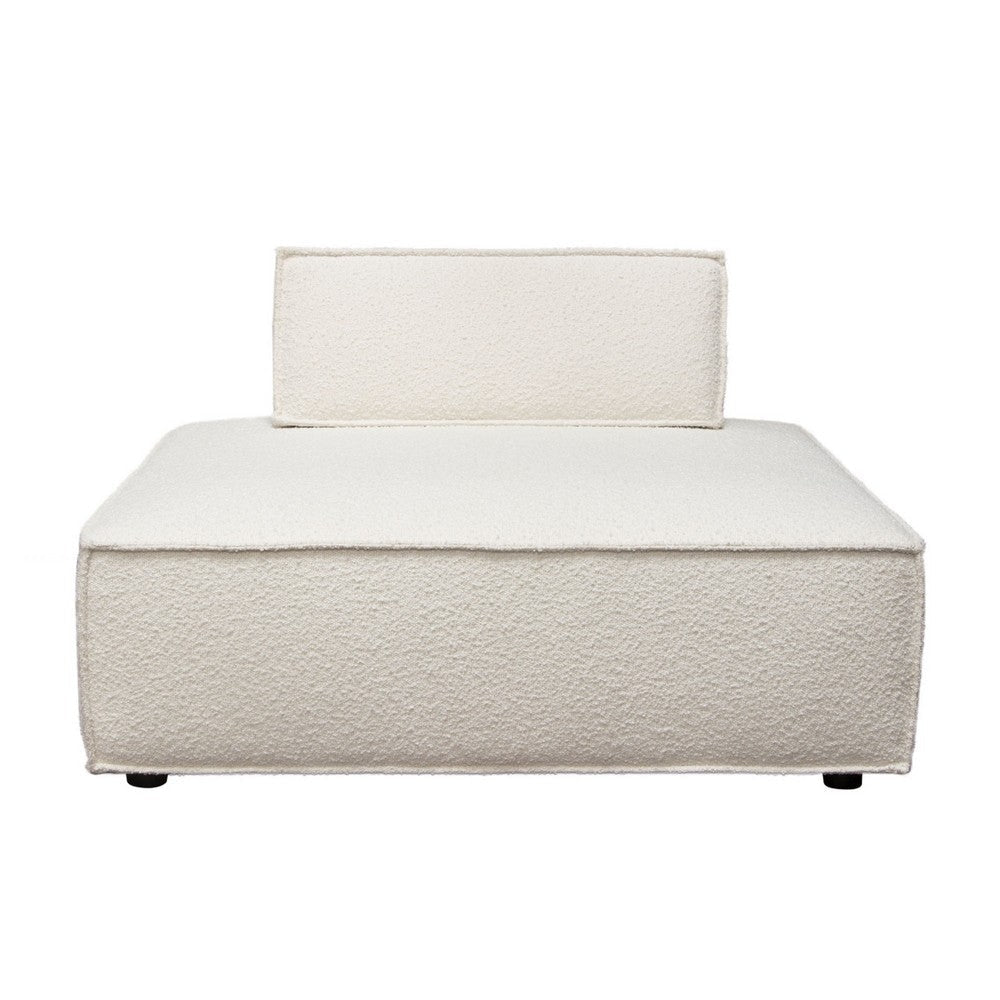 Gada Square Lounger Chair | Welt Trim Ivory Boucle | Wood Frame | 45’’ BM338677