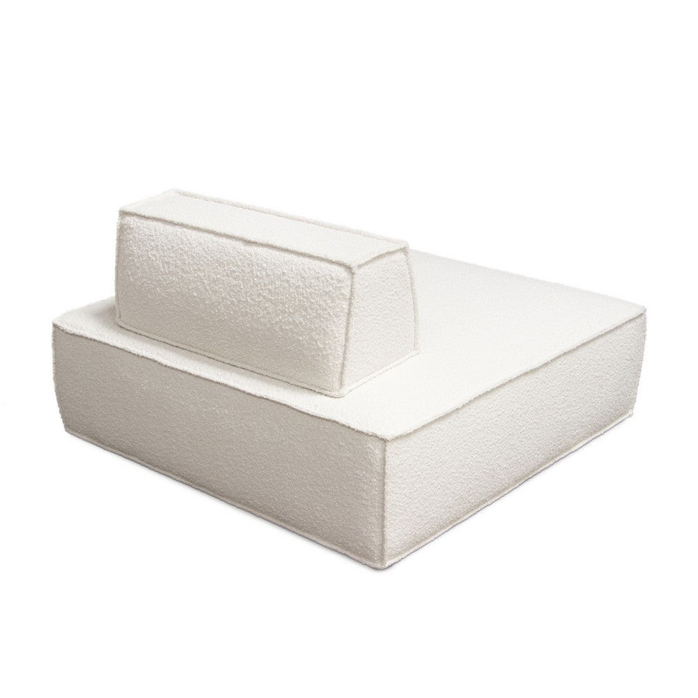 Gada Square Lounger Chair | Welt Trim Ivory Boucle | Wood Frame | 45’’ BM338677