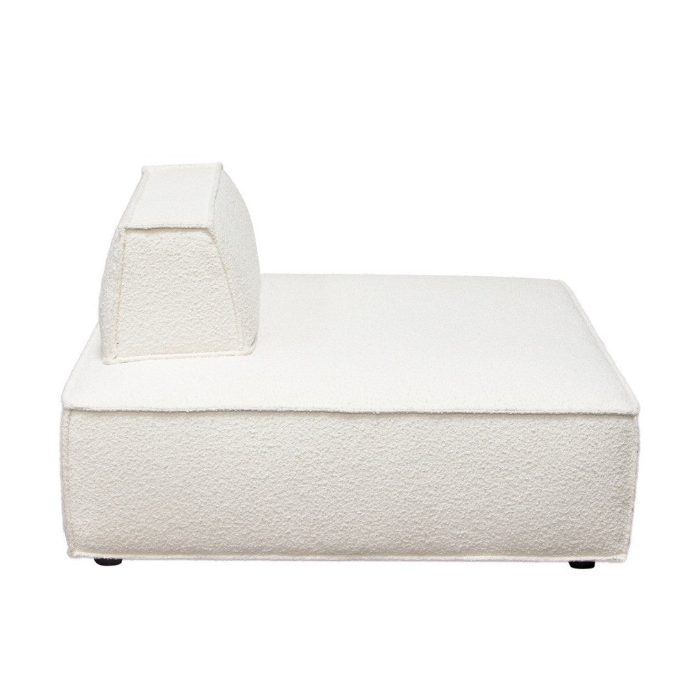 Gada Square Lounger Chair | Welt Trim Ivory Boucle | Wood Frame | 45’’ BM338677