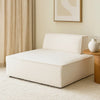 Gada Square Lounger Chair | Welt Trim Ivory Boucle | Wood Frame | 45"
