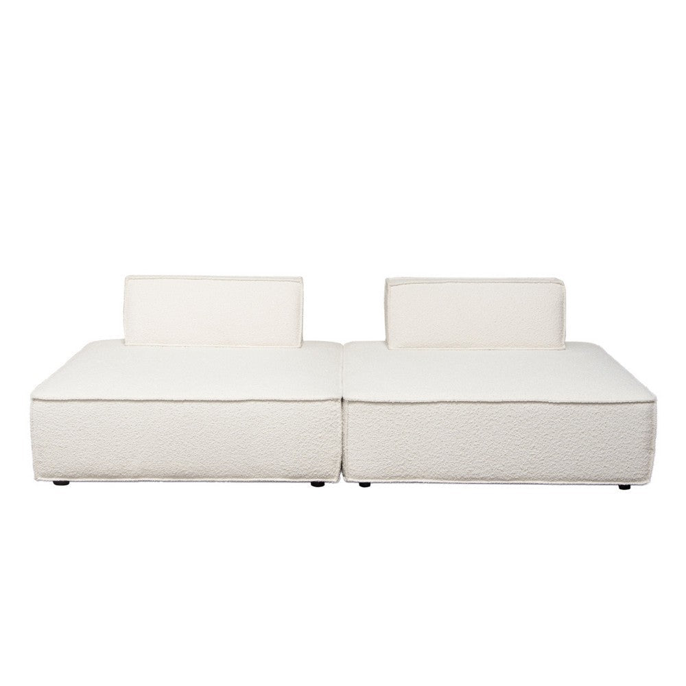 Gada 2 Piece Square Lounger Chair| Welt Trim Ivory Boucle | Solid Wood BM338678