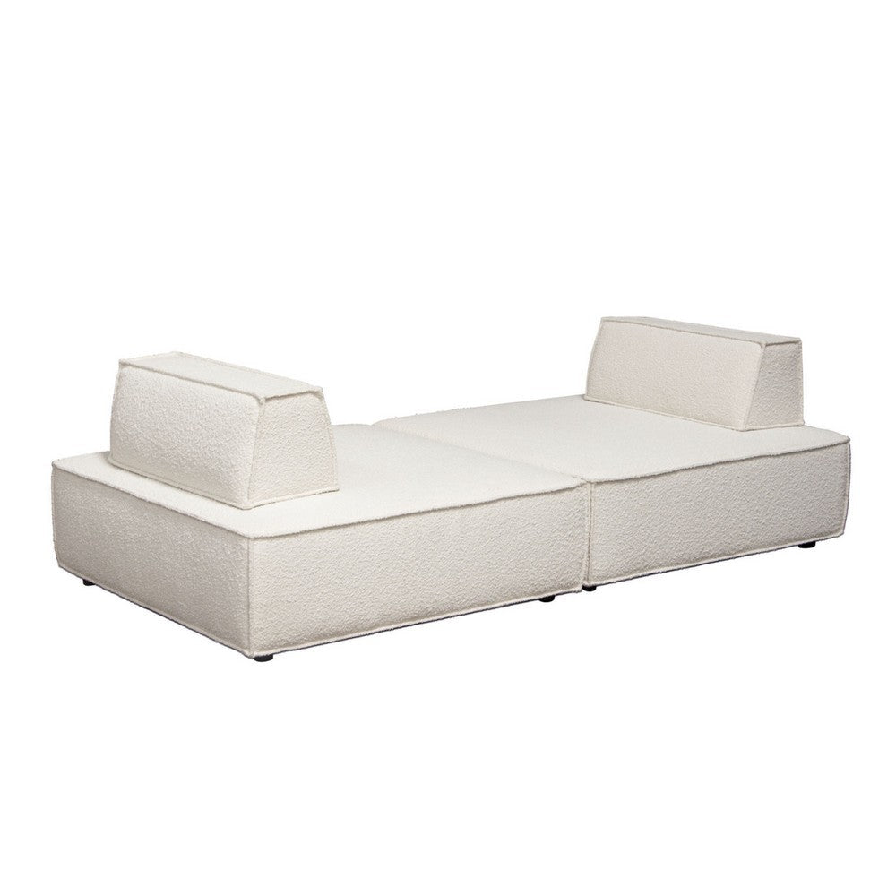 Gada 2 Piece Square Lounger Chair| Welt Trim Ivory Boucle | Solid Wood BM338678