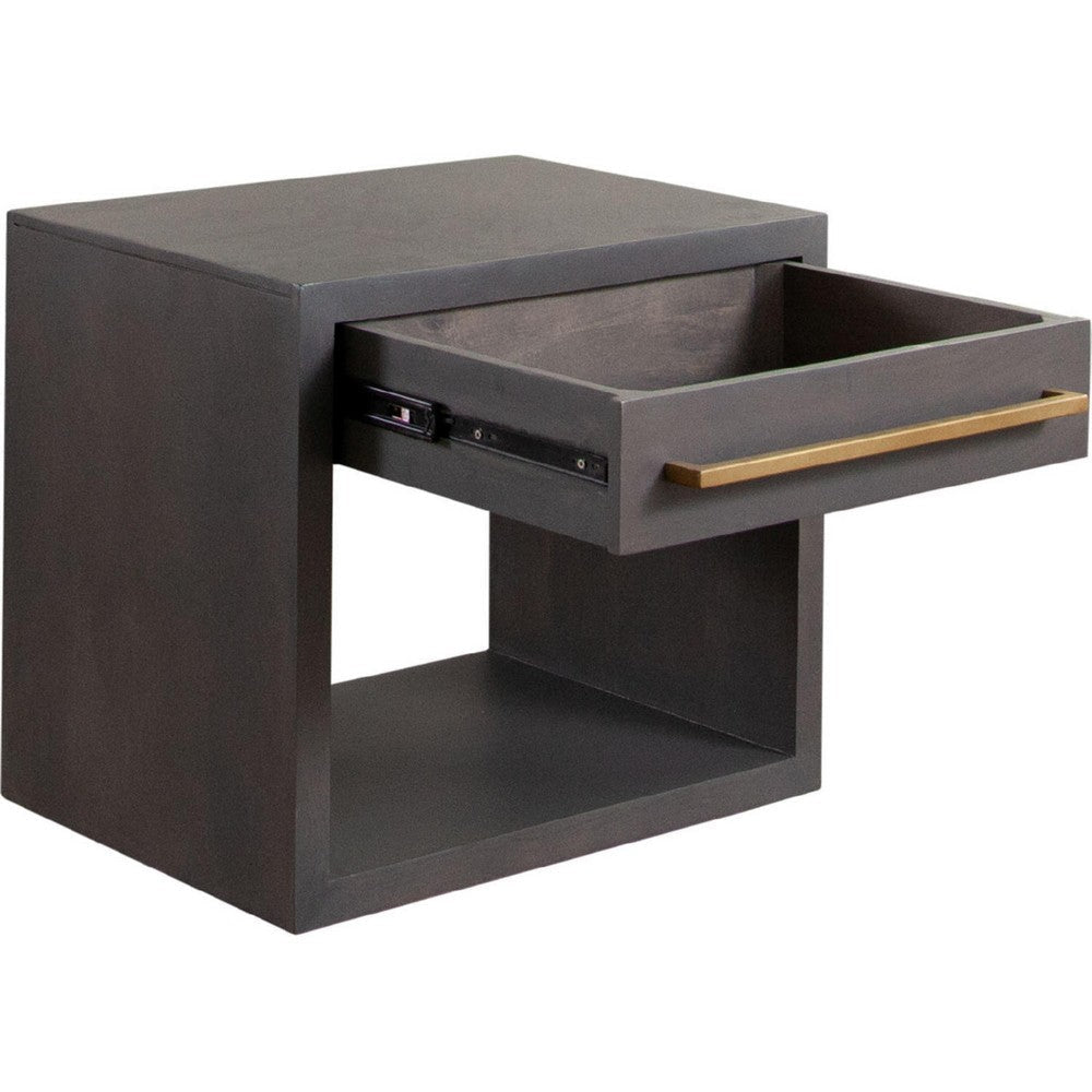 Ceny Side End Table | 1 Drawer | Gray Oak Solid Mango Wood | 26’’ BM338680