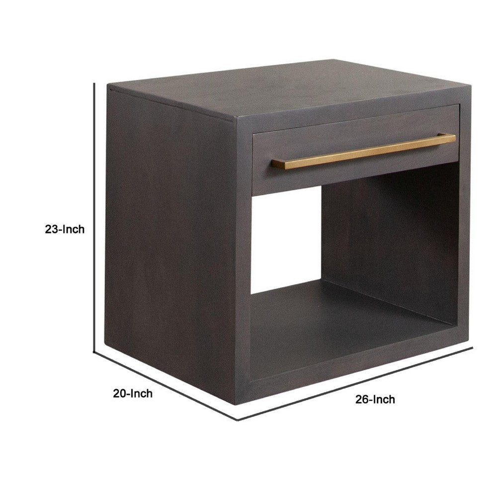 Ceny Side End Table | 1 Drawer | Gray Oak Solid Mango Wood | 26’’ BM338680