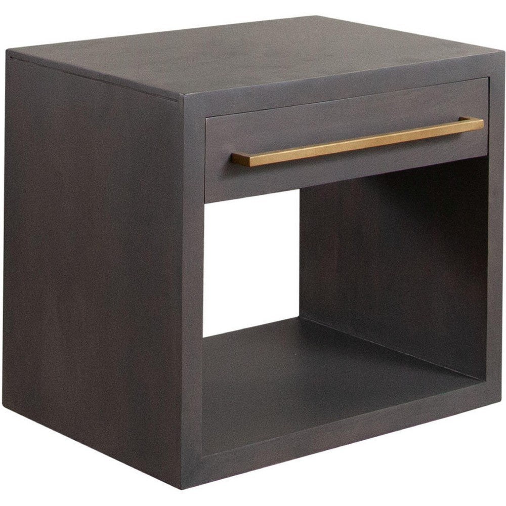 Ceny Side End Table | 1 Drawer | Gray Oak Solid Mango Wood | 26’’ BM338680