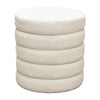 Accent Ottoman | 17’’ | Ivory Boucle Upholstery | Round Stacked Design BM338681
