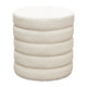 Accent Ottoman | 17’’ | Ivory Boucle Upholstery | Round Stacked Design BM338681