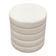 Accent Ottoman | 17’’ | Ivory Boucle Upholstery | Round Stacked Design BM338681