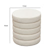 Accent Ottoman | 17’’ | Ivory Boucle Upholstery | Round Stacked Design BM338681