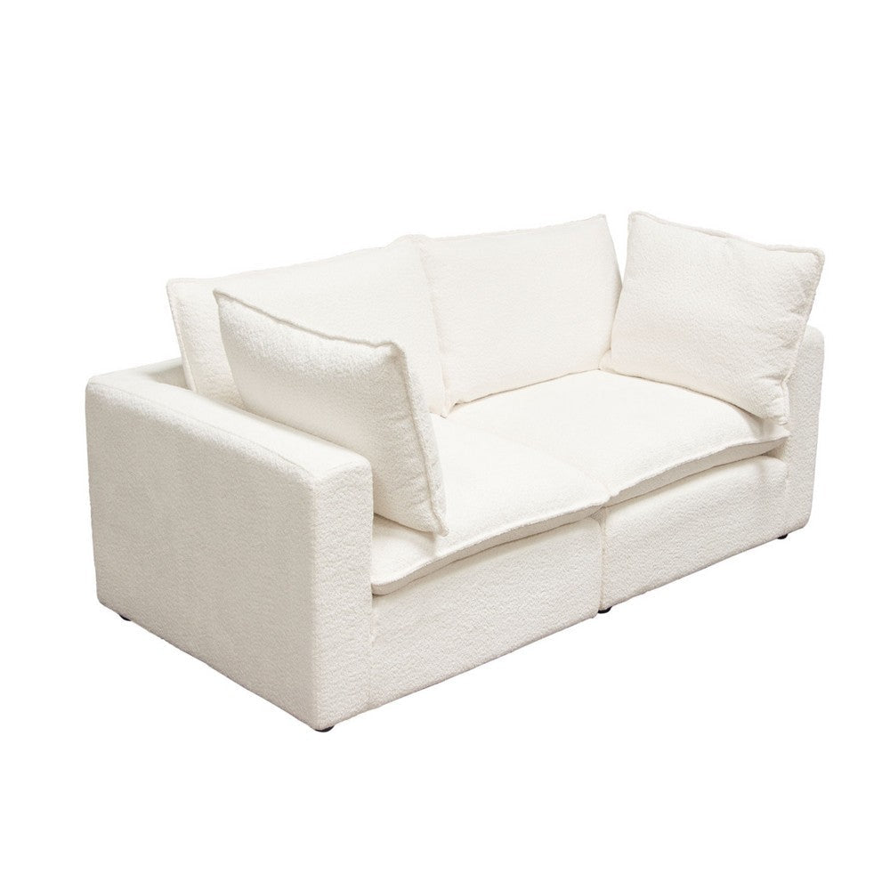 Agg 2pc Modular Sofa | Ivory Faux Shearing Fabric | 2 Accent Pillows BM338682