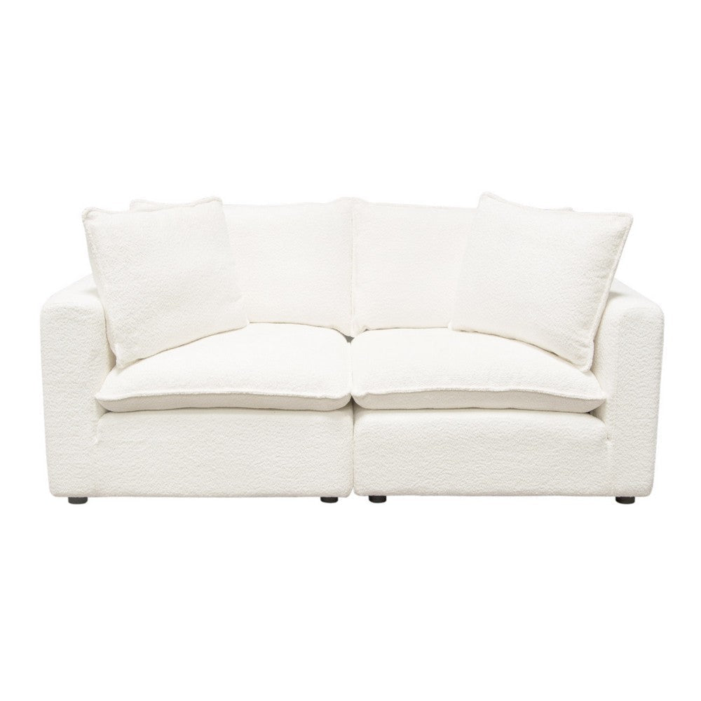 Agg 2pc Modular Sofa | Ivory Faux Shearing Fabric | 2 Accent Pillows BM338682