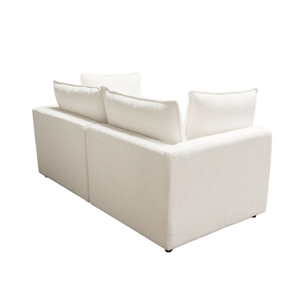 Agg 2pc Modular Sofa | Ivory Faux Shearing Fabric | 2 Accent Pillows BM338682