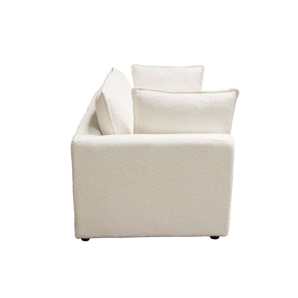 Agg 2pc Modular Sofa | Ivory Faux Shearing Fabric | 2 Accent Pillows BM338682