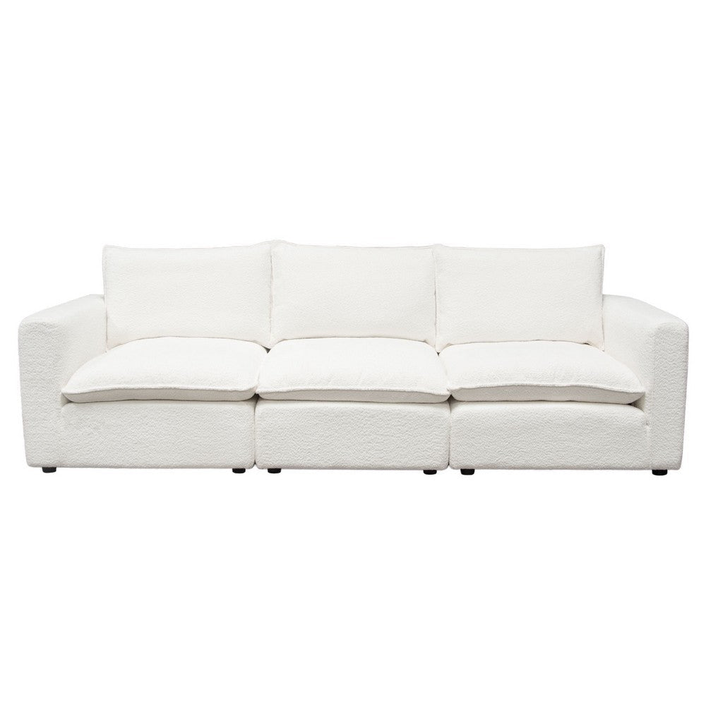 Agg 3pc Modular Sofa | Ivory Faux Shearing Fabric | 2 Accent Pillows BM338683