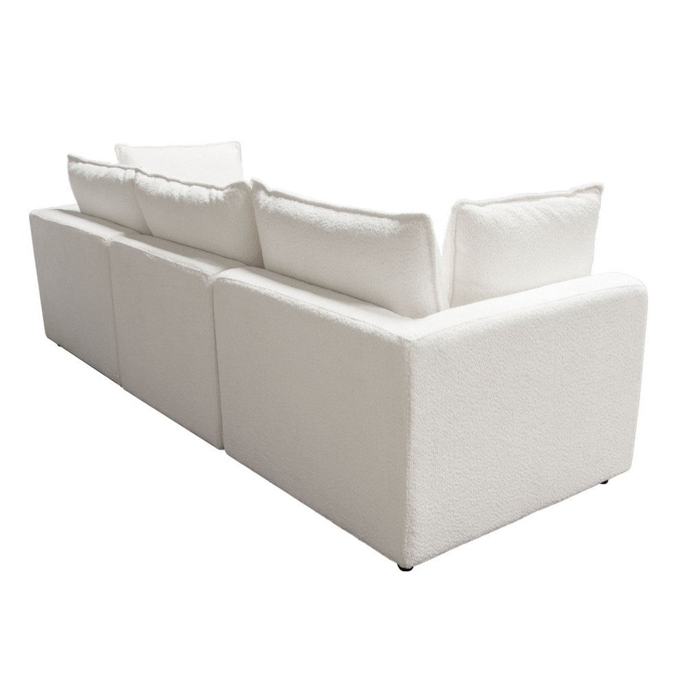 Agg 3pc Modular Sofa | Ivory Faux Shearing Fabric | 2 Accent Pillows BM338683