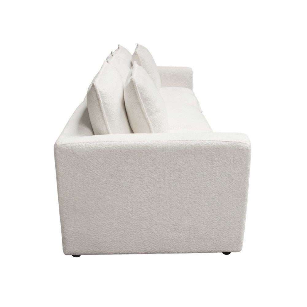 Agg 3pc Modular Sofa | Ivory Faux Shearing Fabric | 2 Accent Pillows BM338683