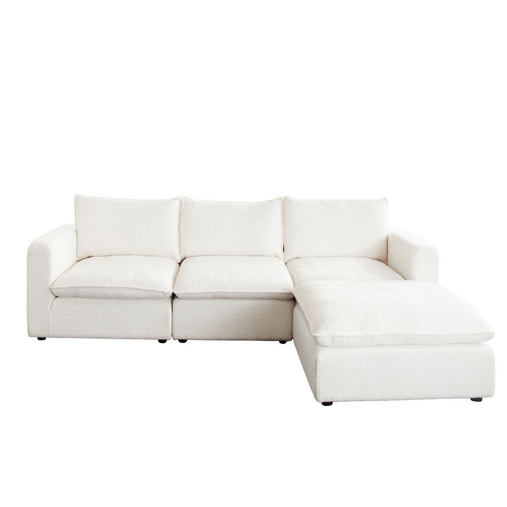 Agg 4pc L Shaped Sofa Set | Ivory Faux Shearing Fabric | 2 Accent Pillows BM338684