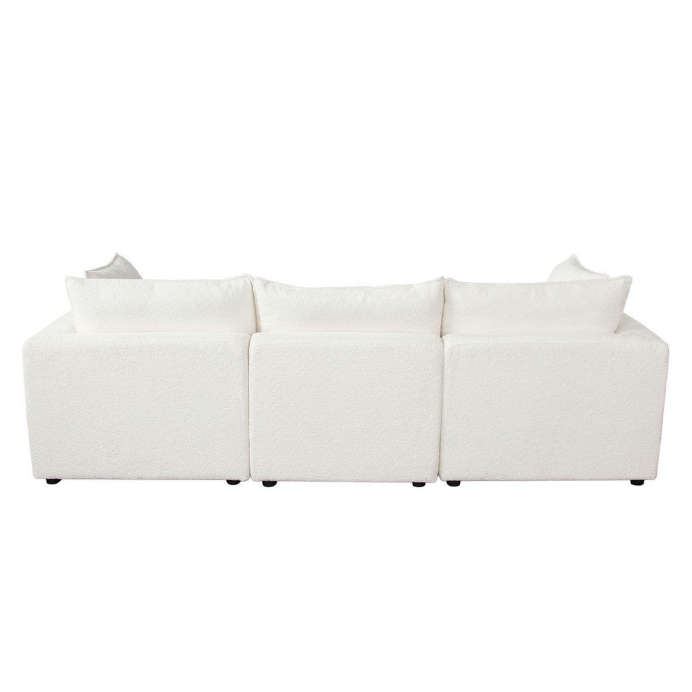 Agg 4pc L Shaped Sofa Set | Ivory Faux Shearing Fabric | 2 Accent Pillows BM338684