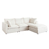 Agg 4pc L Shaped Sofa Set | Ivory Faux Shearing Fabric | 2 Accent Pillows BM338684