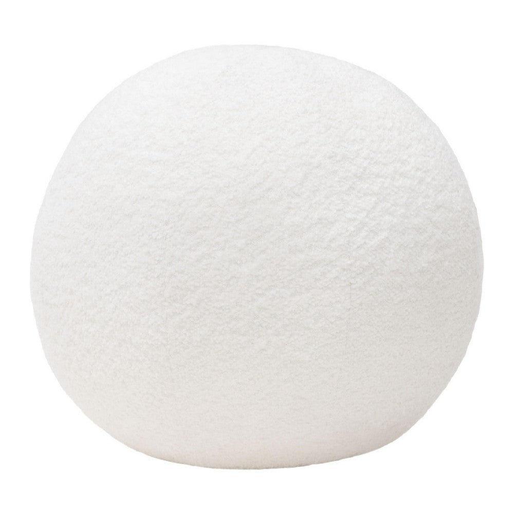 Round Accent Pillow | Ivory Faux Shearling | Polyester Fill | 15’’ BM338685