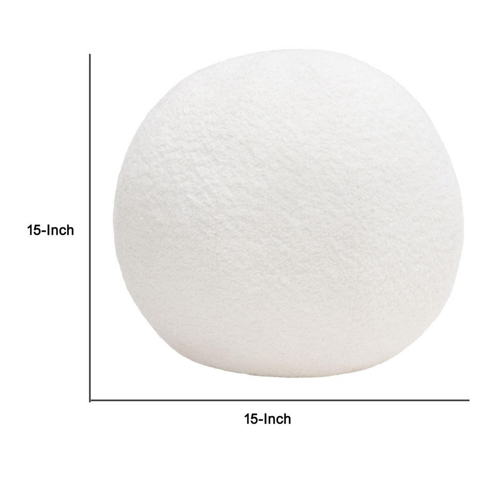 Round Accent Pillow | Ivory Faux Shearling | Polyester Fill | 15’’ BM338685