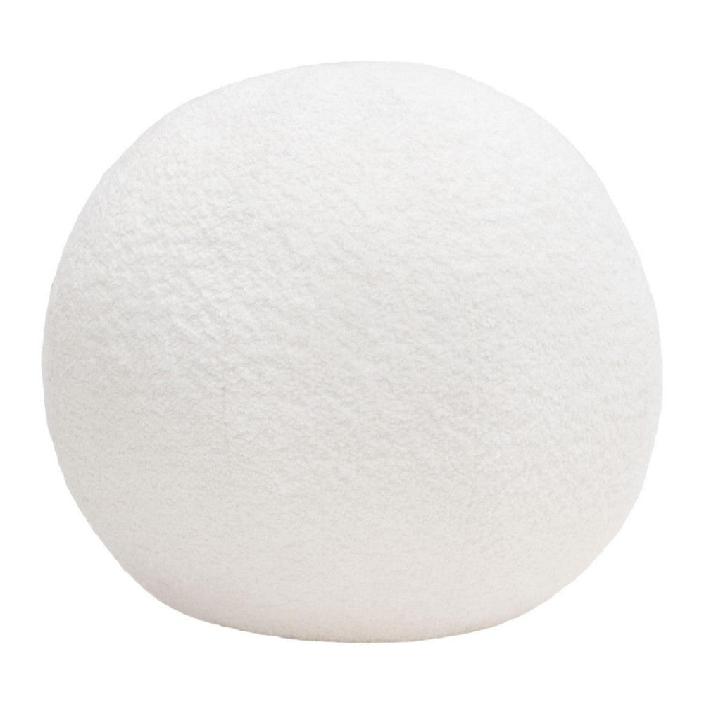 Round Accent Pillow | Ivory Faux Shearling | Polyester Fill | 15’’ BM338685