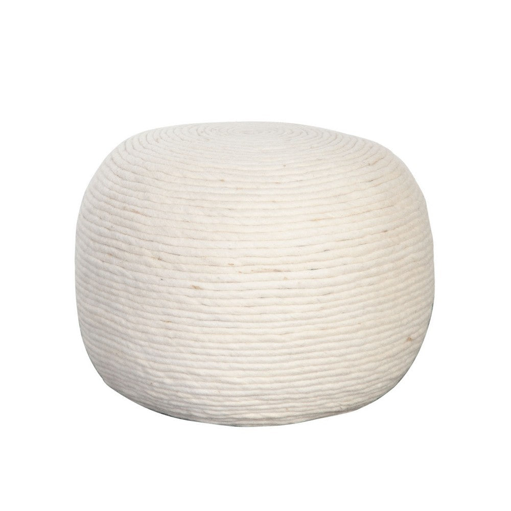 Poby Accent Pouf | 19’’ Round | Dyed Ivory Wool Body BM338686