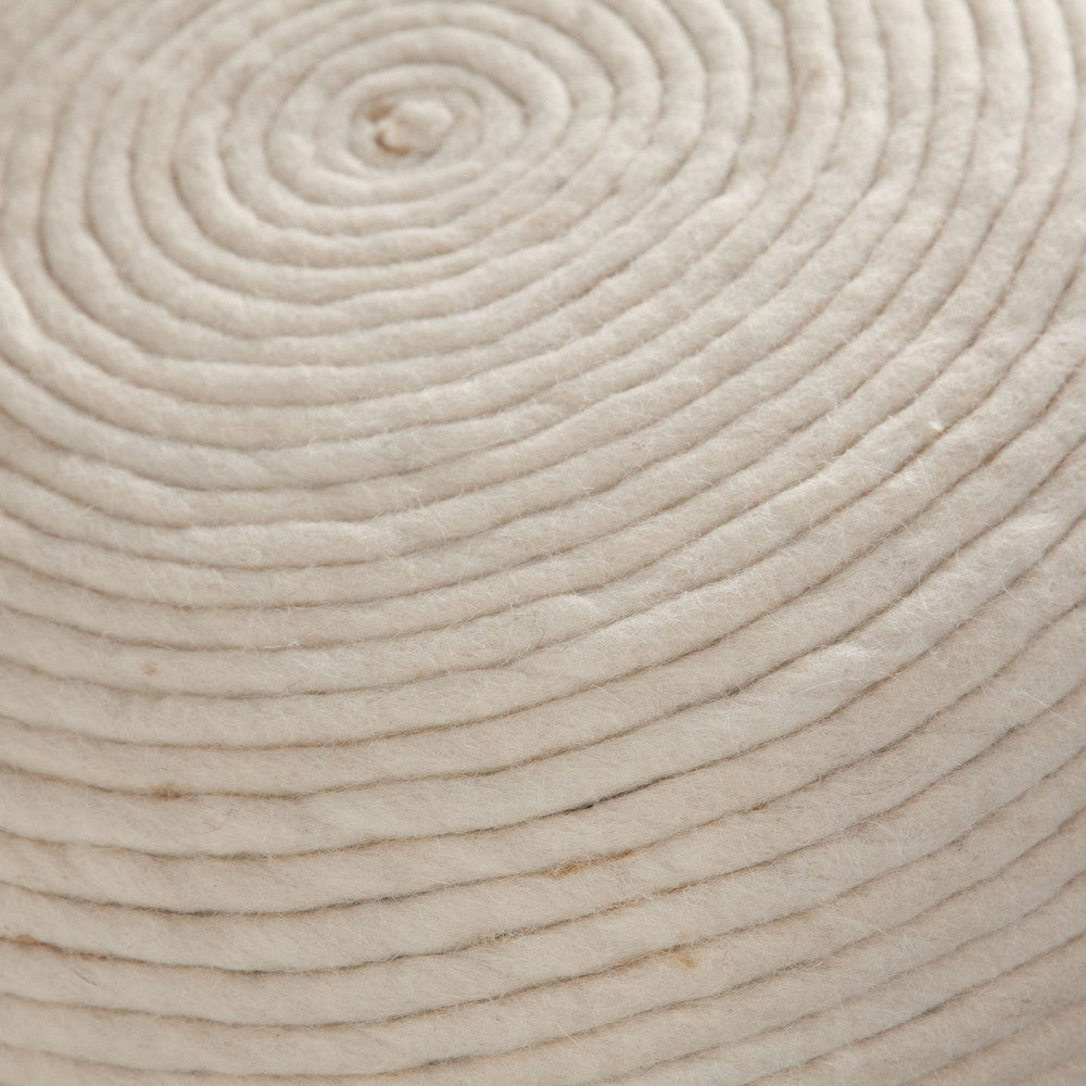 Poby Accent Pouf | 19’’ Round | Dyed Ivory Wool Body BM338686