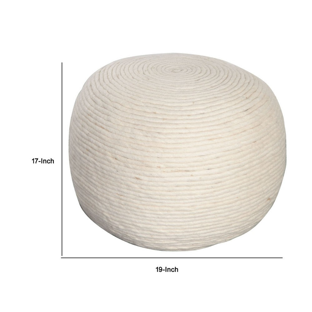 Poby Accent Pouf | 19’’ Round | Dyed Ivory Wool Body BM338686