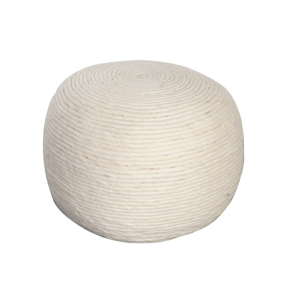 Poby Accent Pouf | 19’’ Round | Dyed Ivory Wool Body BM338686