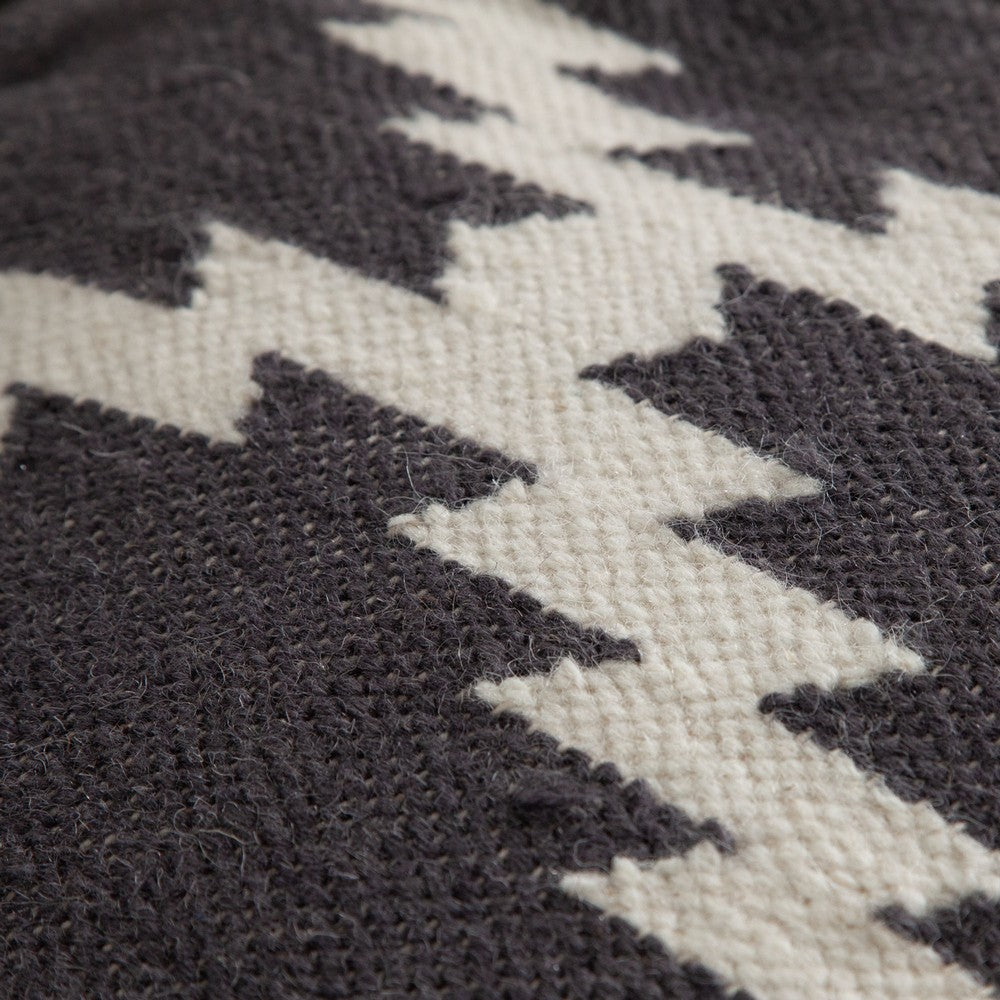 Poby Accent Pouf | 19’’ Square Body | White and Gray Zig Zag Pattern BM338687