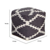 Poby Accent Pouf | 19’’ Square Body | White and Gray Zig Zag Pattern BM338687