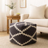 Poby Accent Pouf | 19’’ Square Body | White and Gray Zig Zag Pattern BM338687