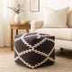 Poby Accent Pouf | 19’’ Square Body | White and Gray Zig Zag Pattern BM338687