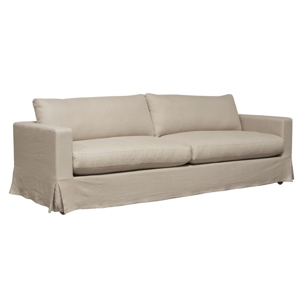 Aiza Sofa | 94’’ | Feather Down Seating | Sand Brown | Linen Cover