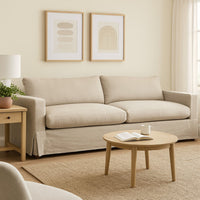 Aiza Sofa | 94" | Feather Down Seating | Sand Brown | Linen Cover