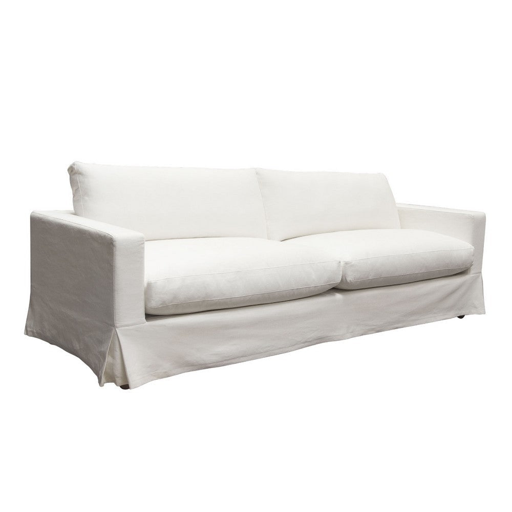 Aiza Sofa | 94’’ | Feather Down Seating | White | Linen Cover