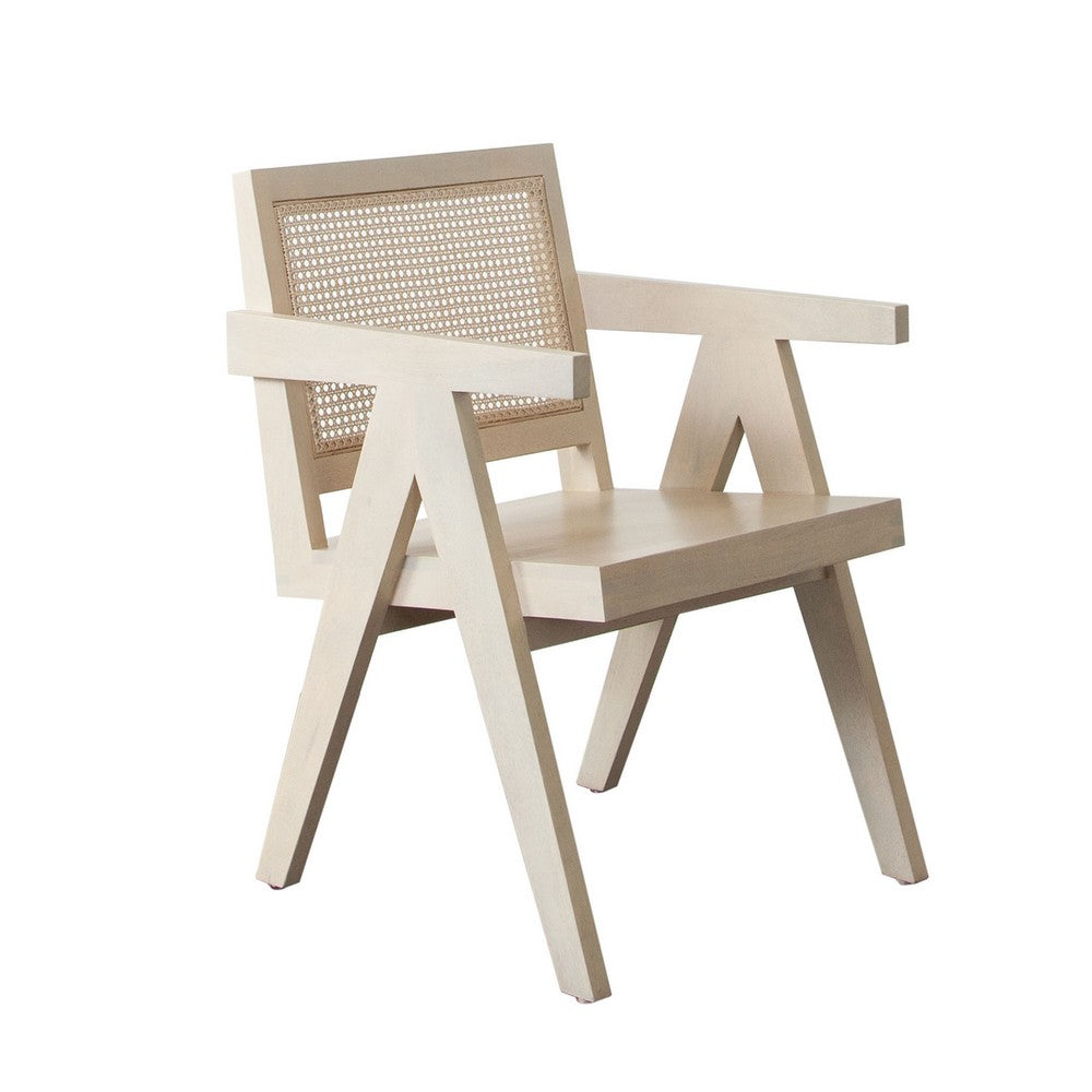 Kato Dining Armchair | Cane Backrest | 24" | Natural Brown Solid Mango Wood