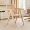 Kato Dining Armchair | Cane Backrest | 24" | Natural Brown Solid Mango Wood