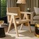 Kato Dining Armchair | Cane Backrest | 24" | Natural Brown Solid Mango Wood