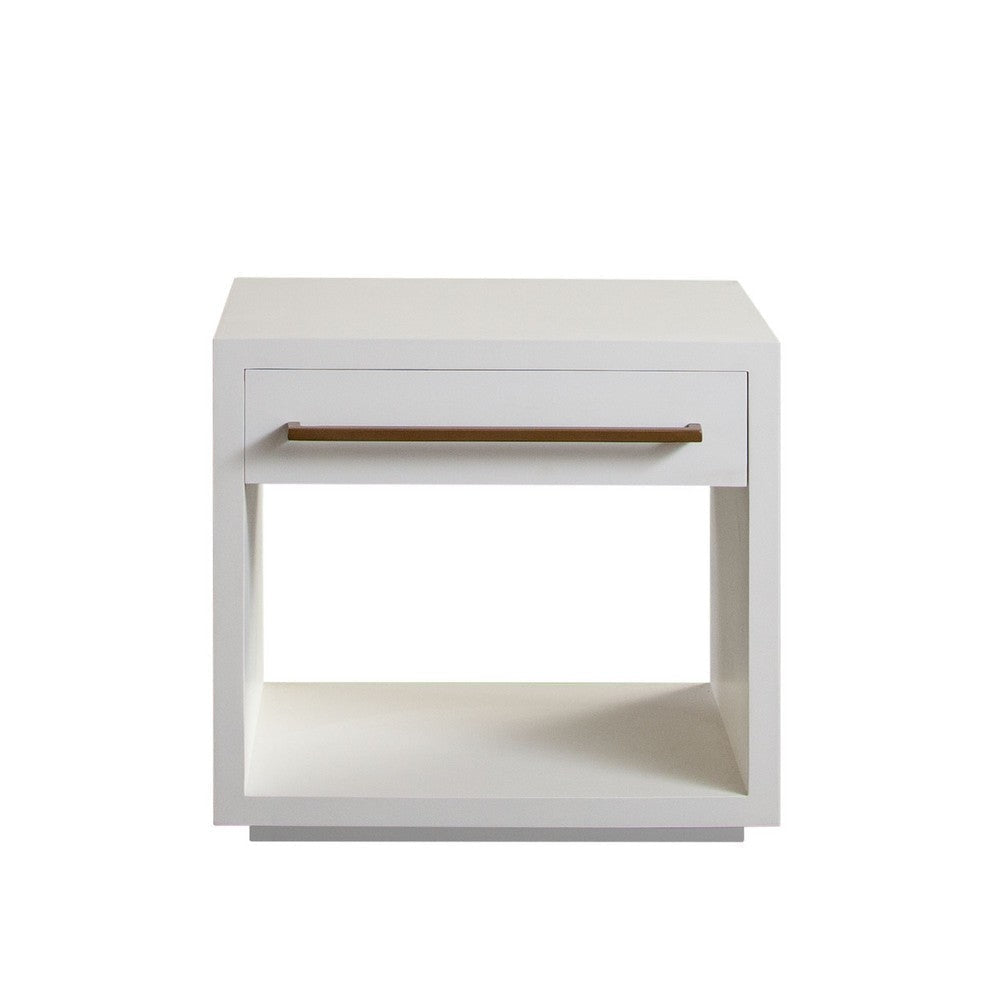 Ceny Side End Table | 1 Drawer | 26’’ White Solid Mango Wood BM338693
