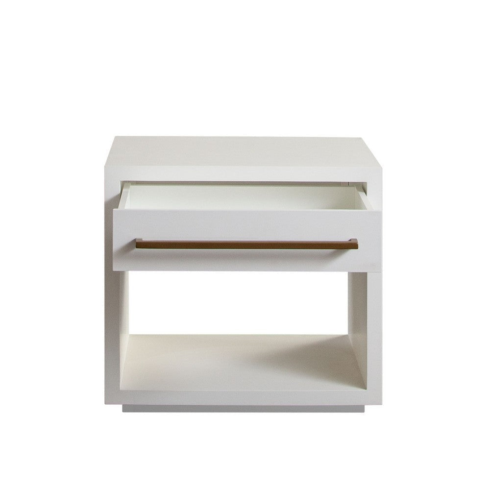 Ceny Side End Table | 1 Drawer | 26’’ White Solid Mango Wood BM338693