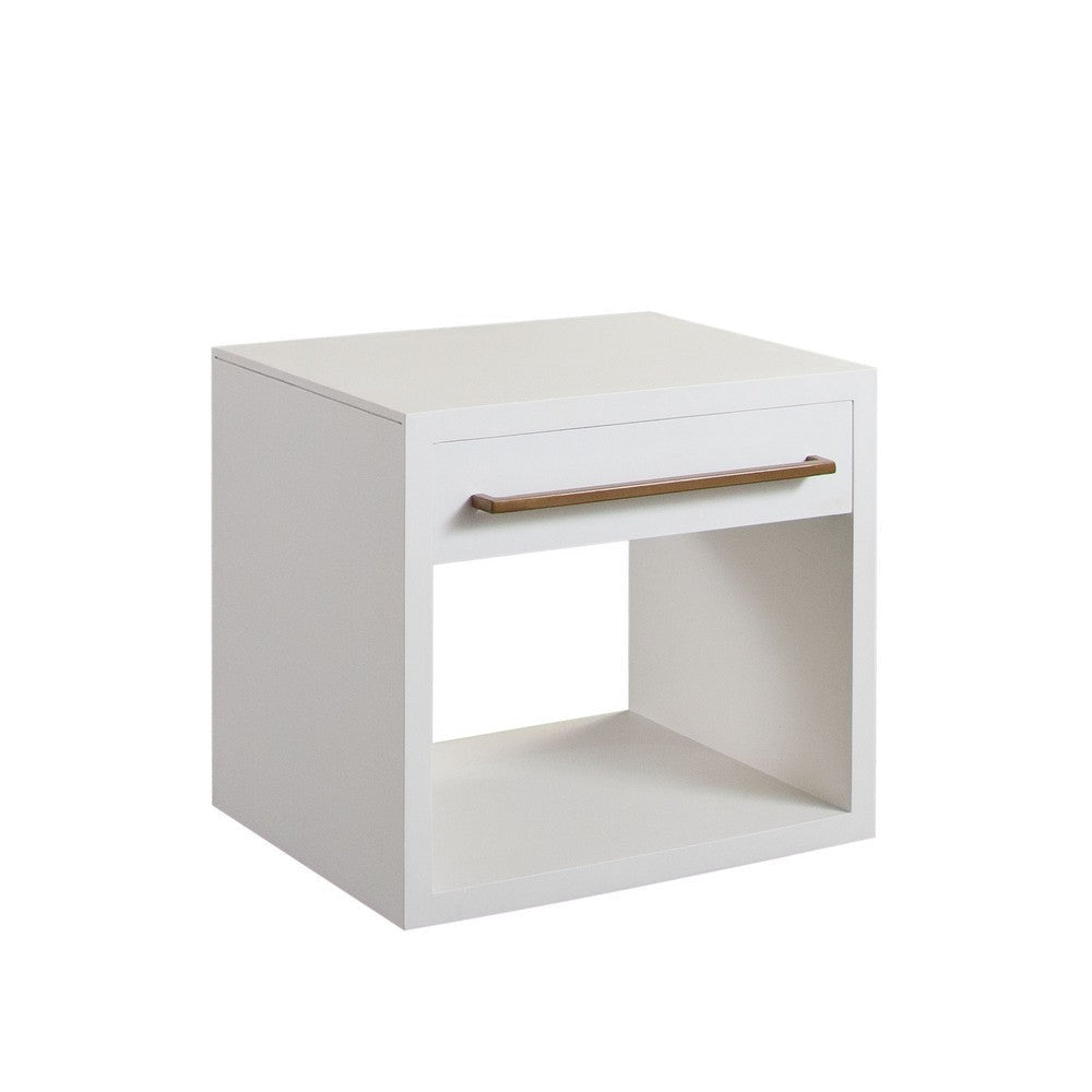 Ceny Side End Table | 1 Drawer | 26’’ White Solid Mango Wood BM338693
