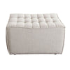 Ema Ottoman | Sand Beige Fabric | 31’’ | Scooped Seat w Grid Tufting BM338695