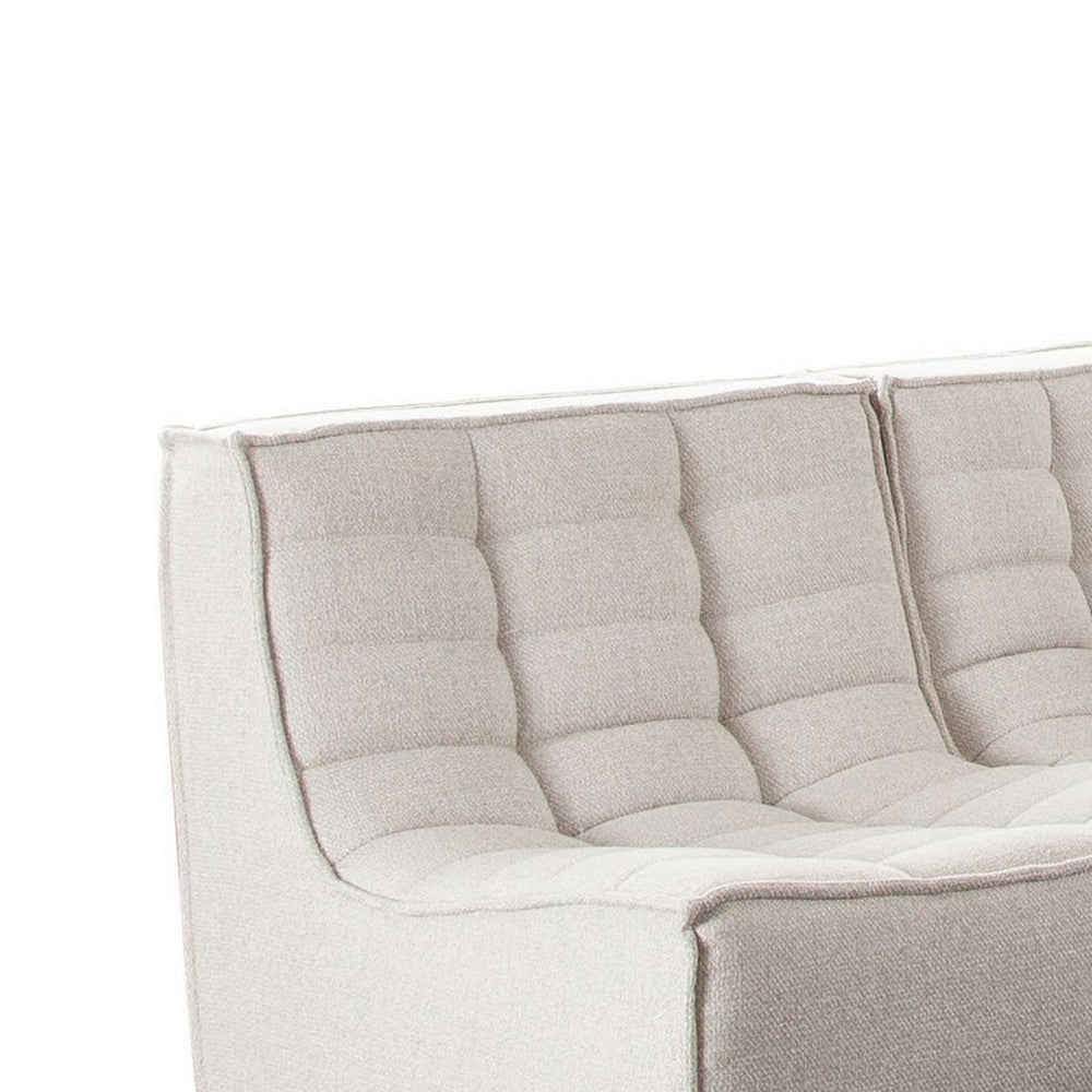Ema 3 Piece Sectional Sofa | Sand Beige Fabric | Scooped Seat | Grid Tufting BM338696